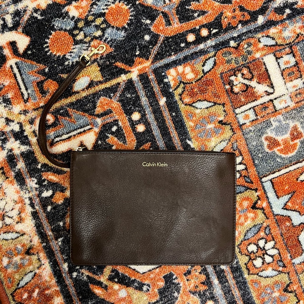 Calvin Klein Faux Leather Wristlet Purse